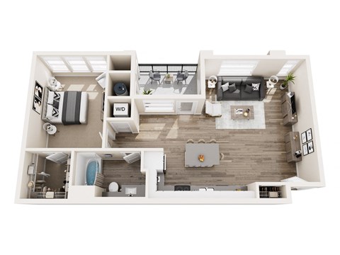 Floor plan for 1 bed, 1 bath, 1156 sqft